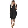 Shirt Dress for Women Casual Crew Neck Long Sleeve Loose fit Midi Shift Dresses with Pockets view 2
