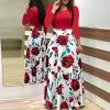 Empire Waist Dress for Women Long Sleeve Casual Maxi Dresses Round Neck Floal Printed Long Dress view 2