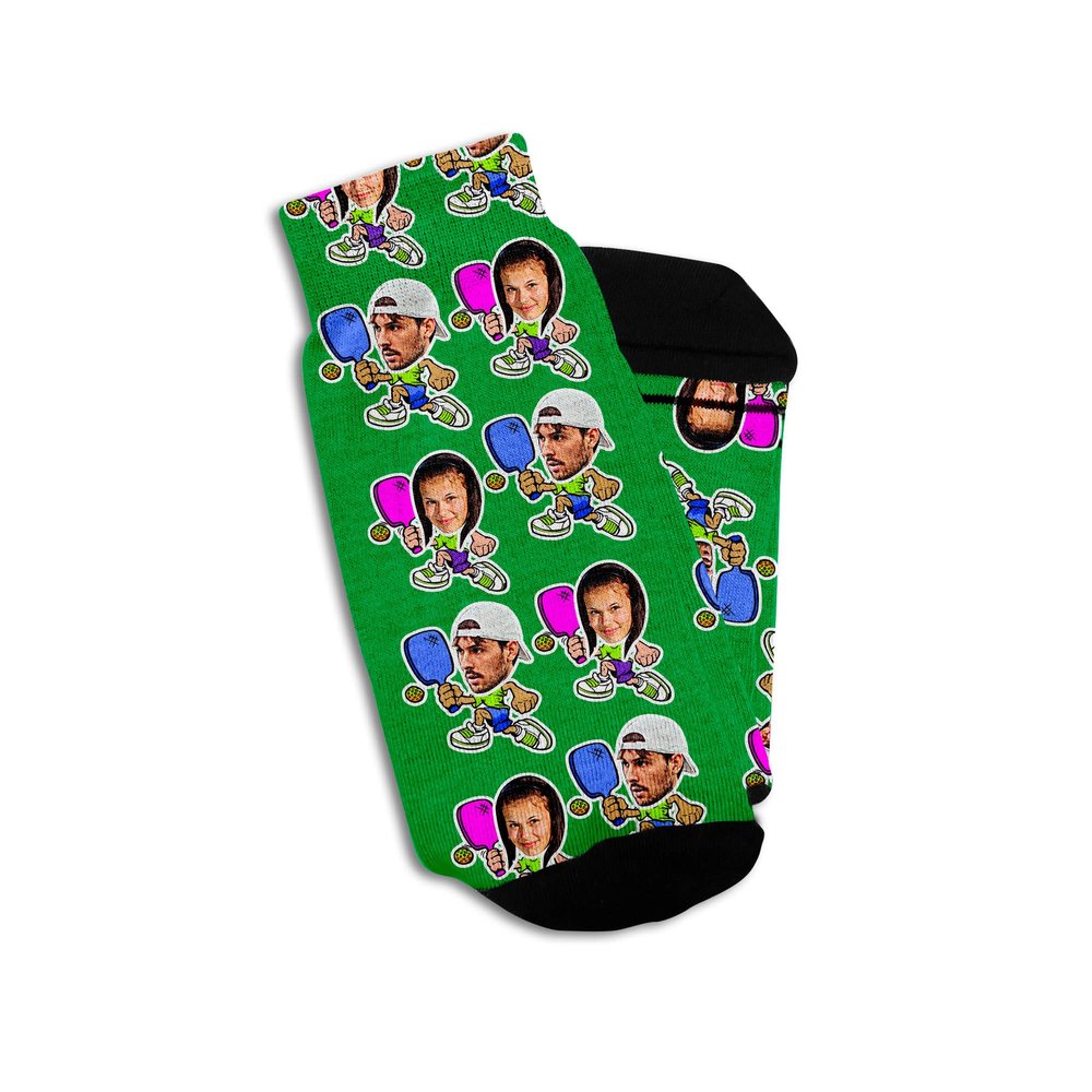 UNDSPTD Custom Face Socks for Sports, Activities Customized Gift Socks with Faces (Pickleball)