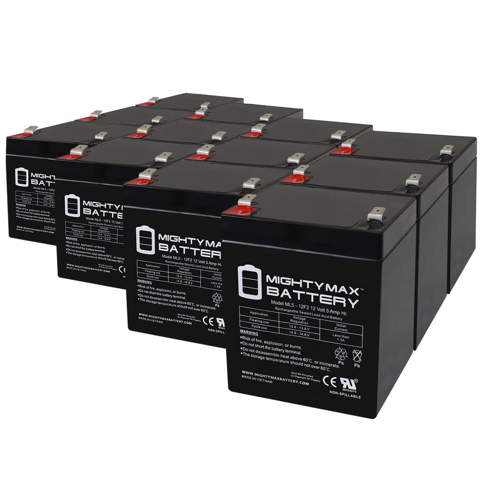 Mighty Max Battery 12V 5Ah F2 SLA Replacement Battery for Niemans PW1240, MX1240-4 Pack