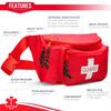 NOVAMEDIC Pack of 3 First Aid Empty Fanny Pack, 8"x2"x6", Waist Bag with 3 Zippered Compartments & Adjustable Strap for Lifeguard, Hiking, Travel Men & Women, Durable, Red view 2