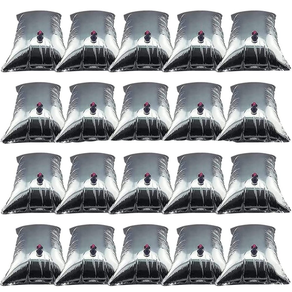 Pack of 20 Water Bags Emergency Foldable Water Canister with Tap Lightproof Composite Film for Camping Drinking Water Canister