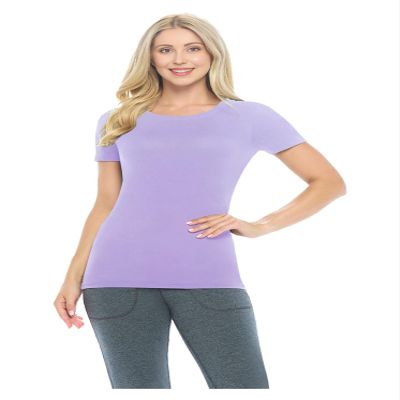 ACTIVE UNIFORMS Women's Short Sleeve Round-Neck T-Shirt Under Scrub (Lavender, X-Large)