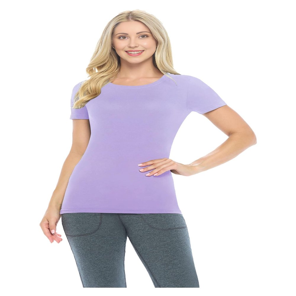 ACTIVE UNIFORMS Women's Short Sleeve Round-Neck T-Shirt Under Scrub (Lavender, X-Large)