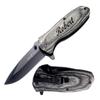 Blue Steel - Personalized Laser Engraved Pocket Knife with Stonewashed Blade, Brown wood Handle with Pocket Clip, Dad Gifts, Boyfriend, Groomsmen, Valentines Day Gift for Him, (Gray) view 1