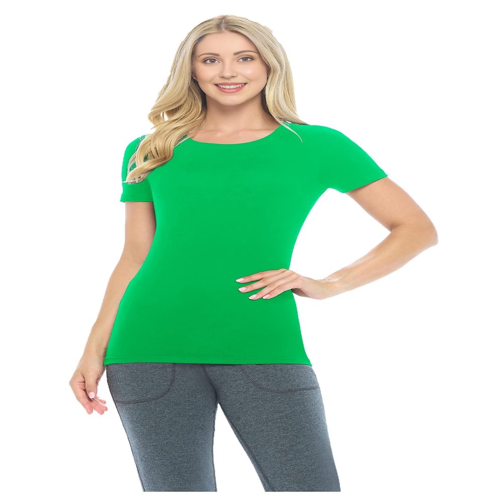 ACTIVE UNIFORMS Women's Short Sleeve Round-Neck T-Shirt Under Scrub (Green, Large)