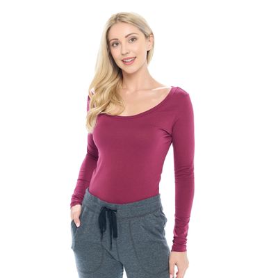 ACTIVE UNIFORMS Women's Long Sleeve Scoop-Neck T-Shirt Under Scrub (Burgundy, Small)