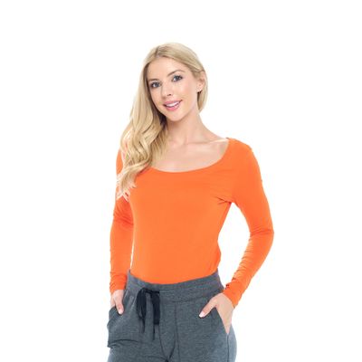 ACTIVE UNIFORMS Women's Long Sleeve Scoop-Neck T-Shirt Under Scrub (Orange, XXX-Large)