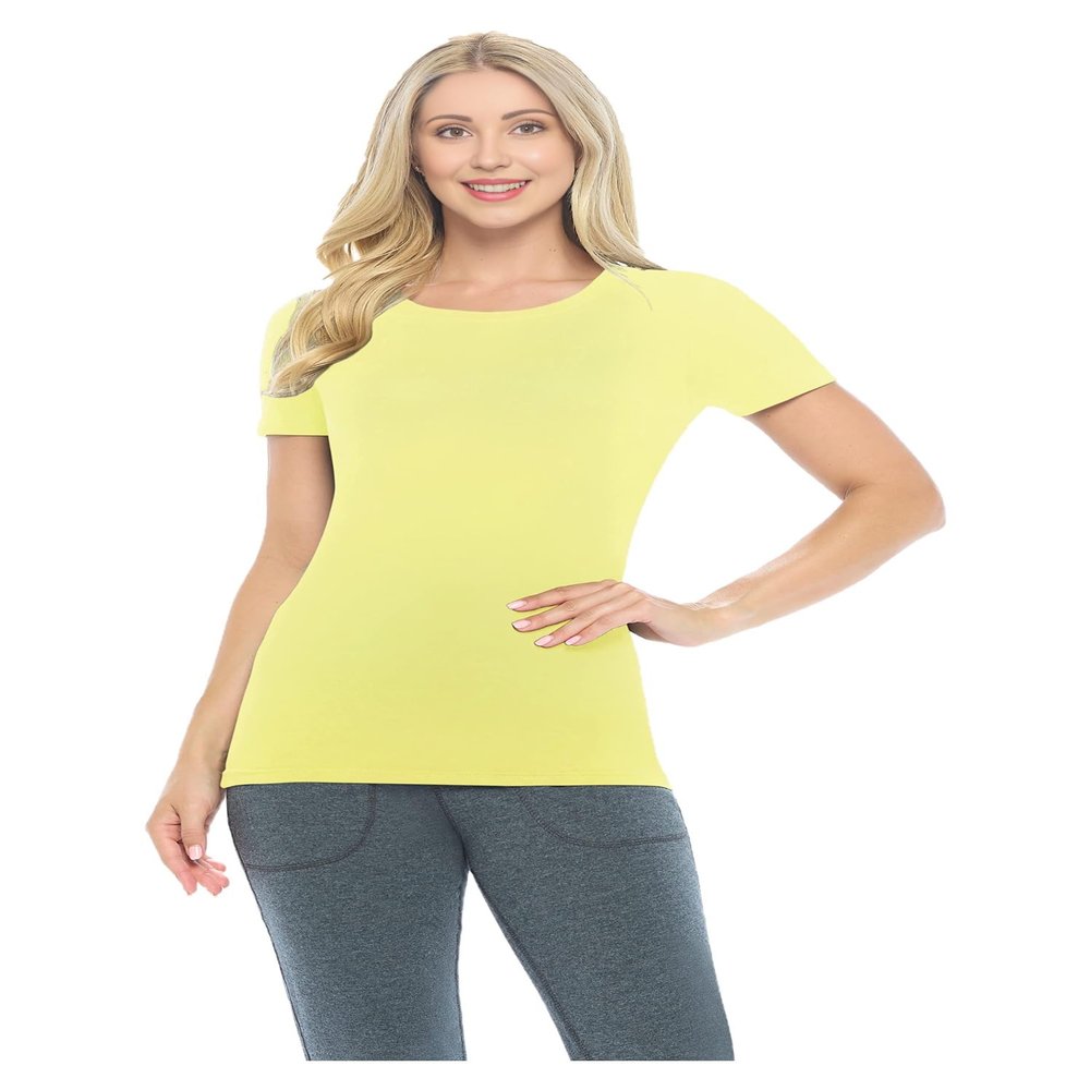 ACTIVE UNIFORMS Women's Short Sleeve Round-Neck T-Shirt Under Scrub (Yellow, Medium)