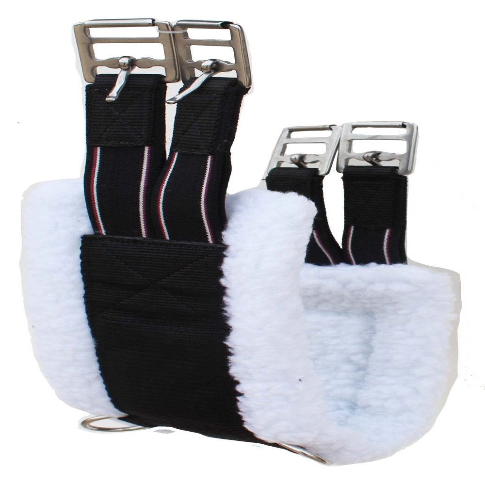 CHALLENGER 32" English Saddle Fleece Girth Black Nylon Webbed Double-Elastic Ends 97127BK-32