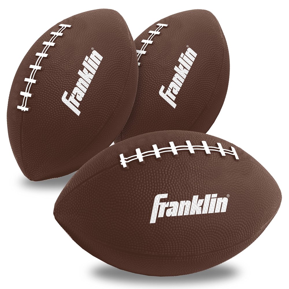 Franklin Sports Mini Footballs for Kids - (3) Inflatable Toy Replacement Footballs for Target Toss + Other Throwing Games - 6" Plastic Inflatable Balls with Air Pump - Perfect Kids Toy