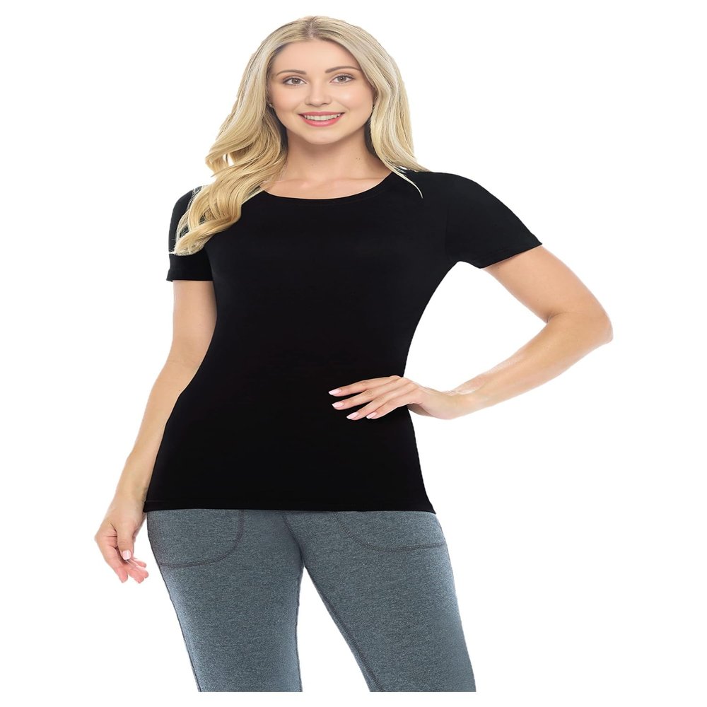 ACTIVE UNIFORMS Women's Short Sleeve Round-Neck T-Shirt Under Scrub (Black, X-Large)