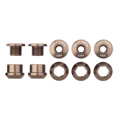 Wolf Tooth Set of Five 6mm Chainring Bolts + Nuts Espresso