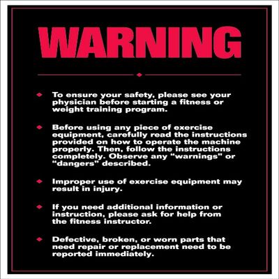 ALGRA Warning poster for any fitness or weight lifting area - 24" x 36" Laminated Poster
