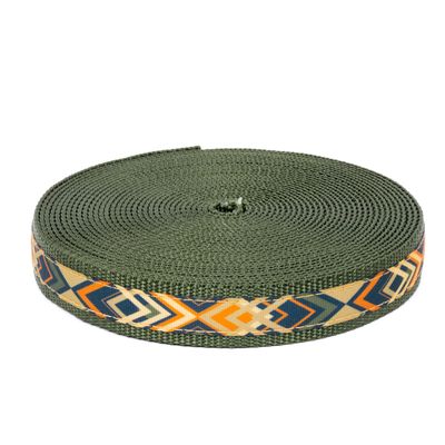 Country Brook Design - 1 Inch Terracotta Arrows Ribbon on Dark Olive Drab Nylon Webbing (20 Yards)