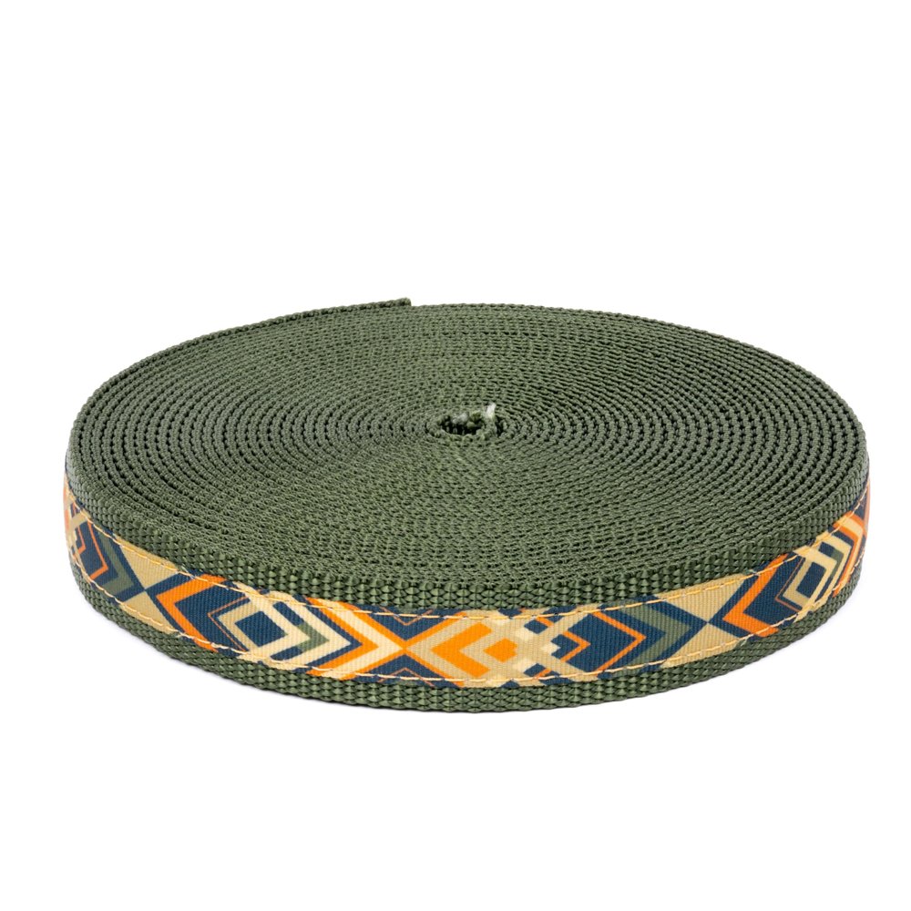 Country Brook Design - 1 Inch Terracotta Arrows Ribbon on Dark Olive Drab Nylon Webbing (20 Yards)