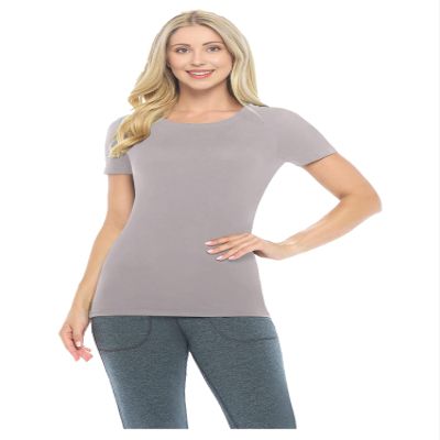 ACTIVE UNIFORMS Women's Short Sleeve Round-Neck T-Shirt Under Scrub (Grey, X-Small)