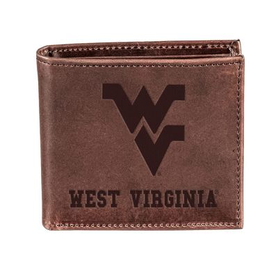 Evergreen Team Sports America NCAA West Virginia University Brown Wallet | Bi-Fold | Officially Licensed Stamped Logo | Made of Leather | Money and Card Organizer | Gift Box Included