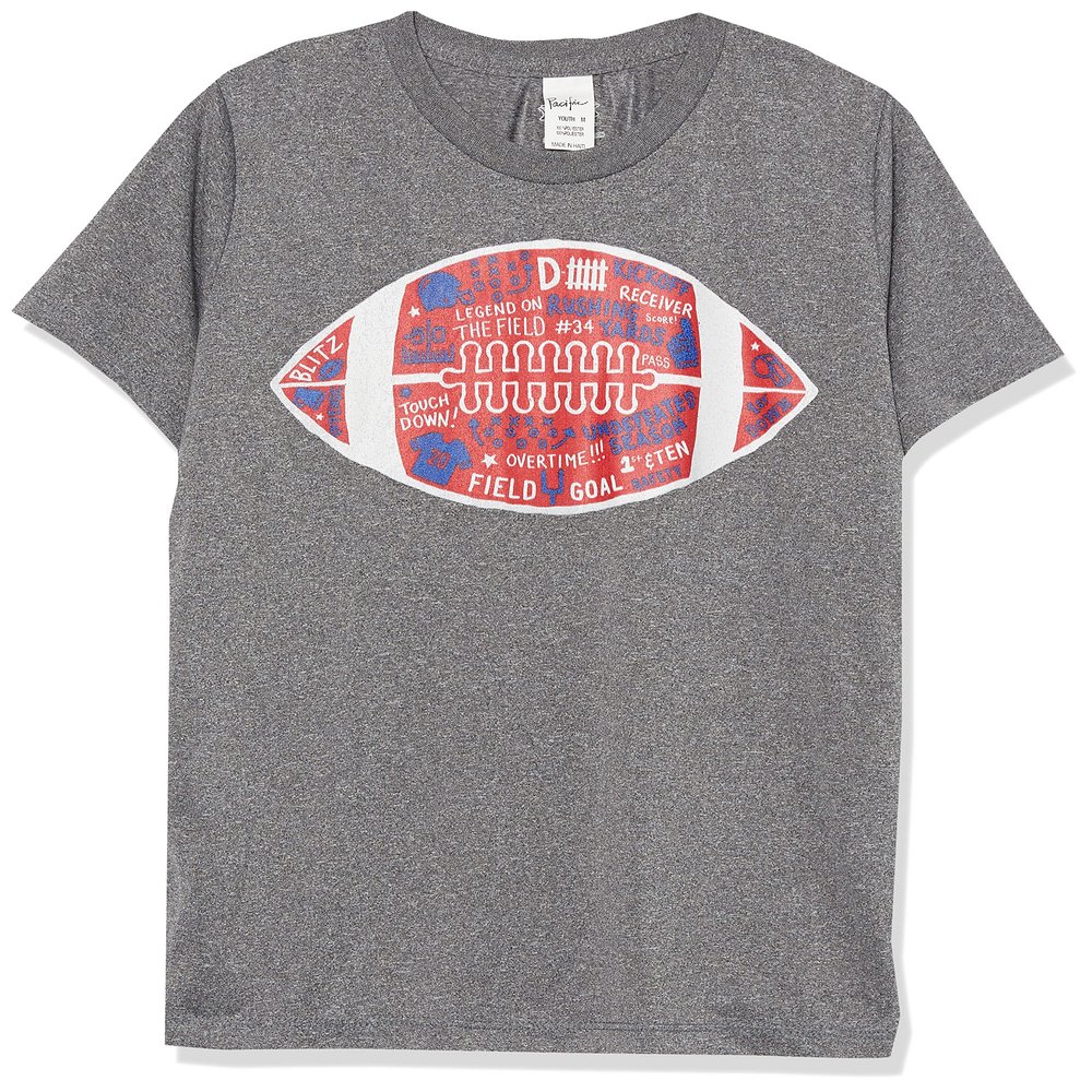 Tek Gear Football Time-ET61A157RT Boys Short Sleeve Tee Shirt, Charcoal Heather, Small