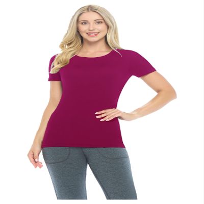 ACTIVE UNIFORMS Women's Short Sleeve Round-Neck T-Shirt Under Scrub (Burgundy, XXX-Large)