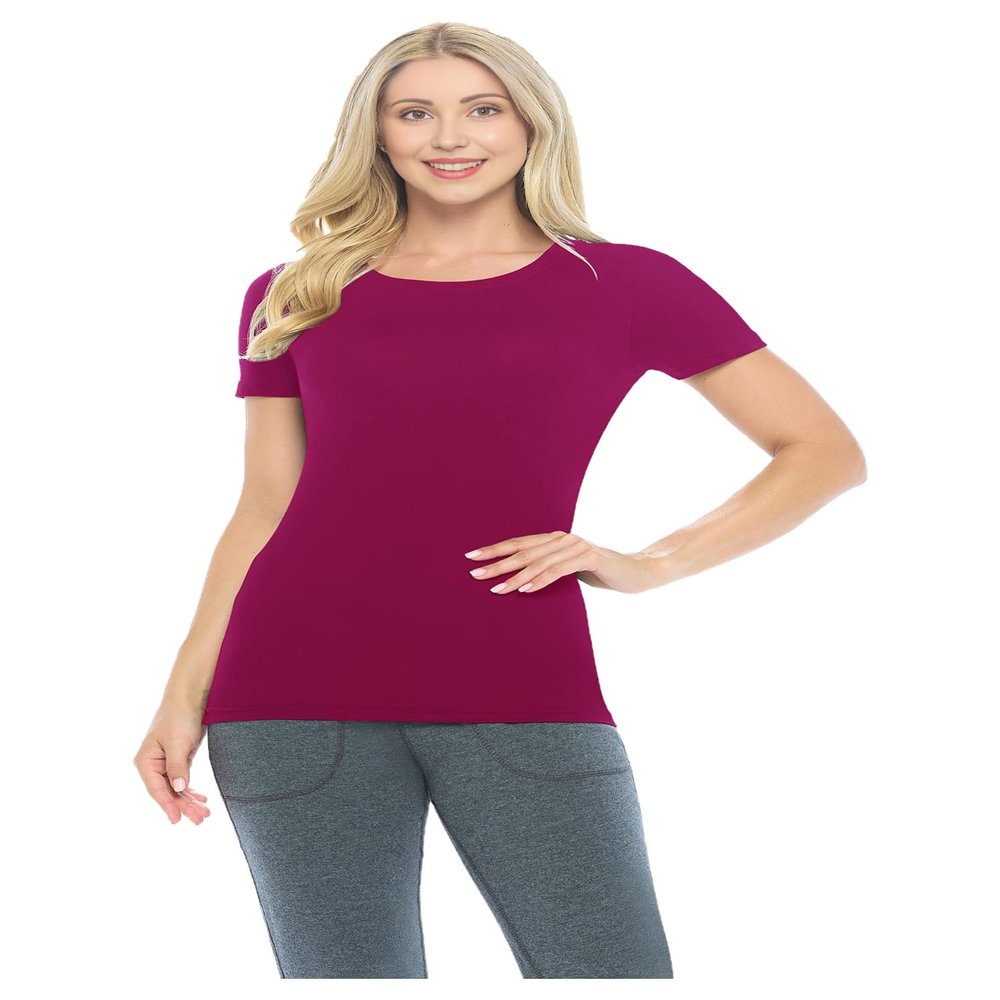 ACTIVE UNIFORMS Women's Short Sleeve Round-Neck T-Shirt Under Scrub (Burgundy, XXX-Large)
