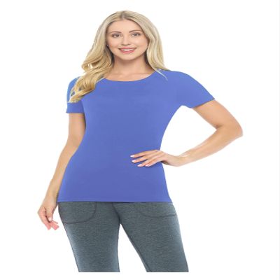 ACTIVE UNIFORMS Women's Short Sleeve Round-Neck T-Shirt Under Scrub (Ceil Blue, X-Large)