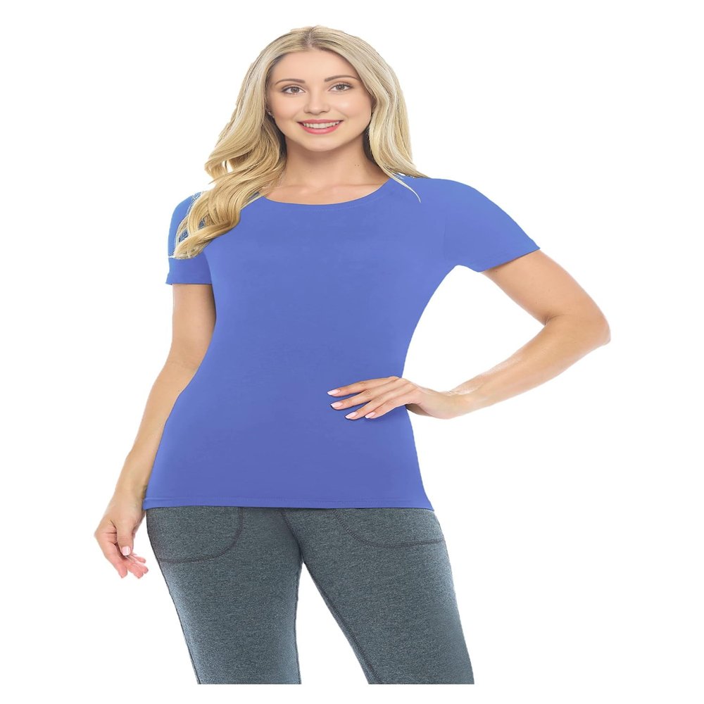 ACTIVE UNIFORMS Women's Short Sleeve Round-Neck T-Shirt Under Scrub (Ceil Blue, X-Large)