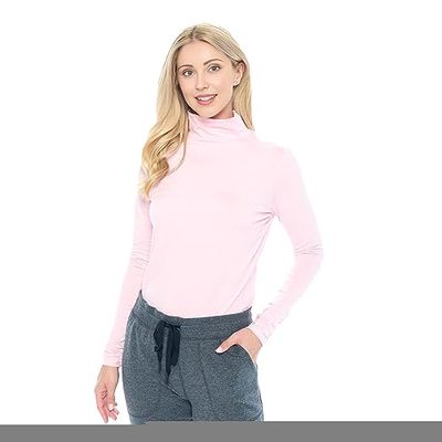 ACTIVE UNIFORMS Women's Long Sleeve Turtle-Neck T-Shirt Under Scrub (Pink, XXX-Large)