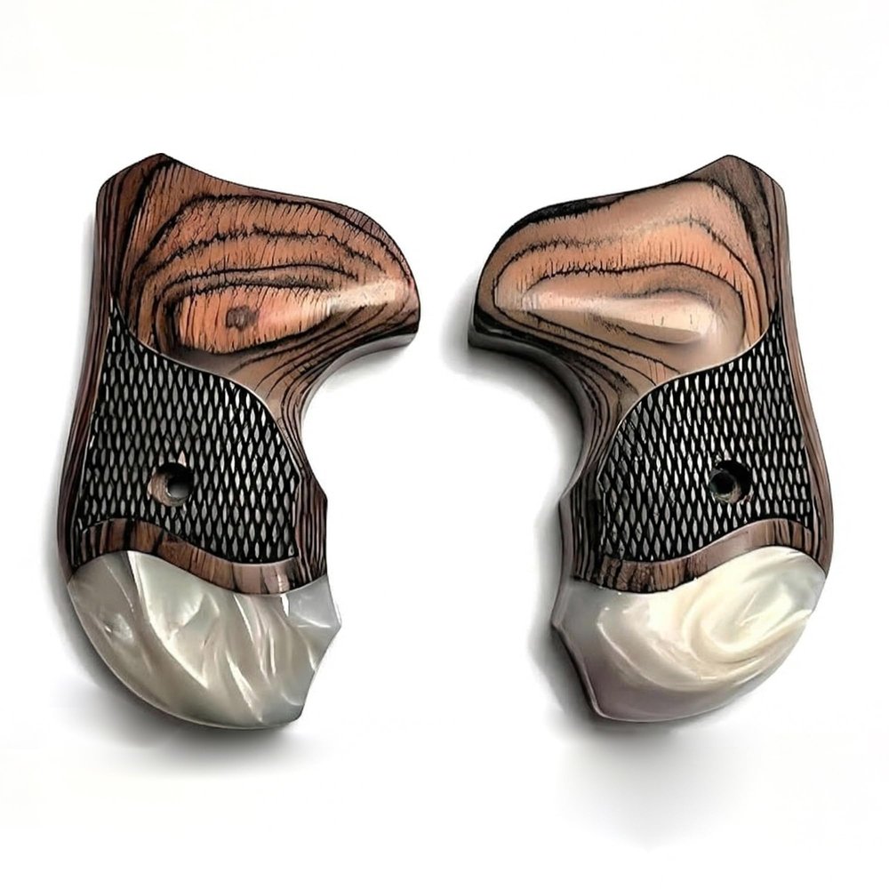 S&W J Round Butt Revolver Grips Real Wood and Pearl Grips fit Smith & Wesson J Frame Round Butt .38 Special and 9mm Revolvers