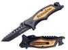 Blue Steel Personalized Laser Engraved Pocket Knife with Stonewashed Blade, Brown wood Handle with Pocket Clip, Dad Gifts, Boyfriend, Groomsmen, Valentines Day Gift for Him, (GI-91B) view 1