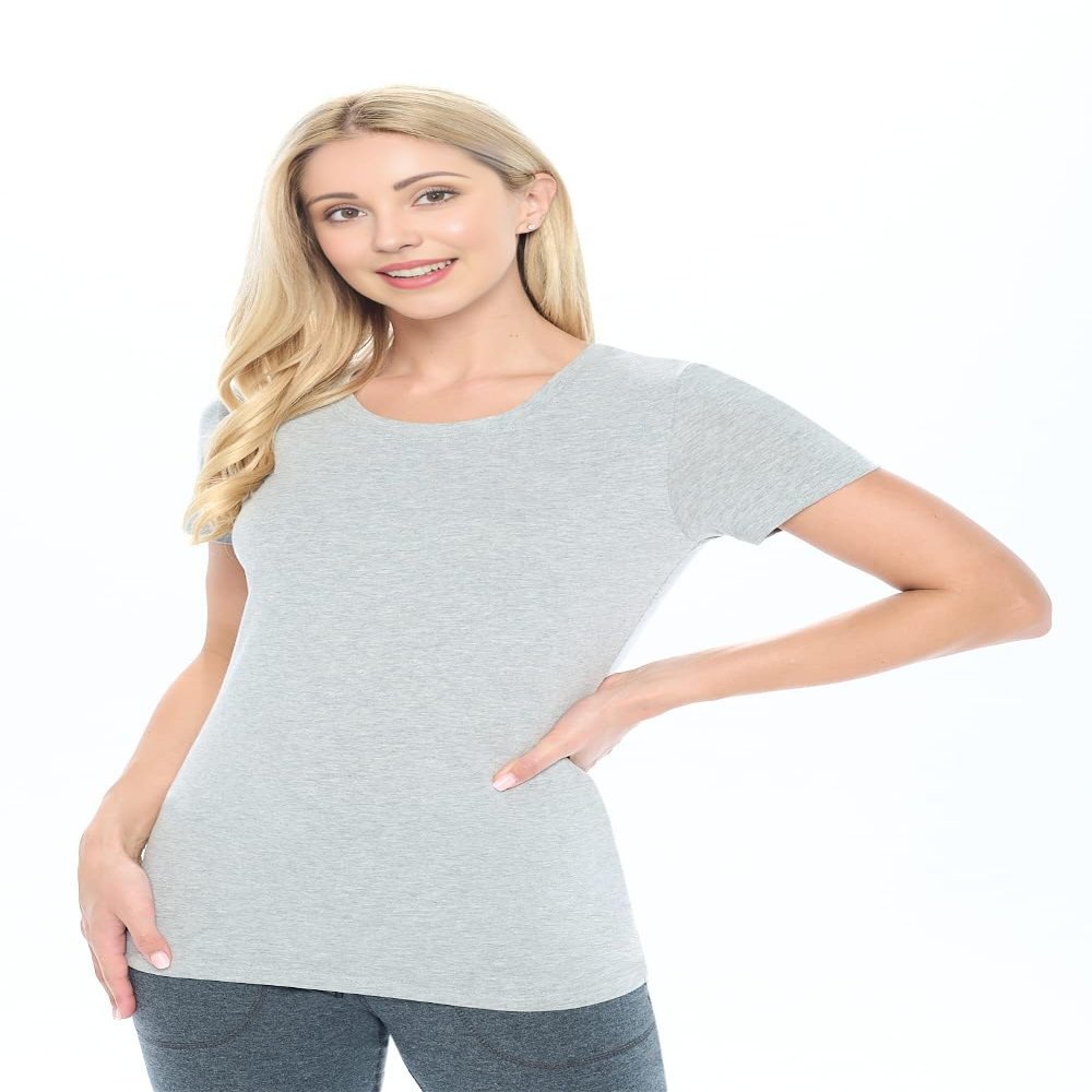 ACTIVE UNIFORMS Women's Short Sleeve Round-Neck T-Shirt Under Scrub (Heather Charcoal, Medium)