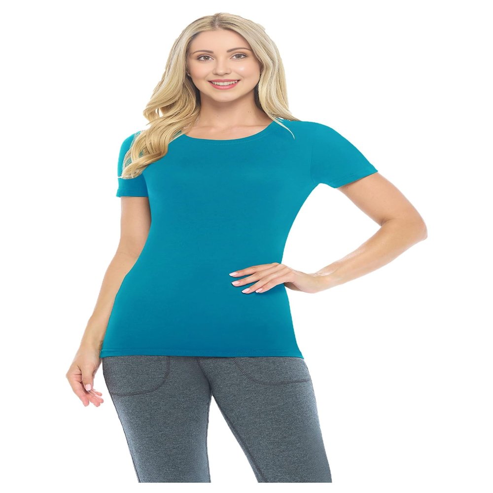 ACTIVE UNIFORMS Women's Short Sleeve Round-Neck T-Shirt Under Scrub (Teal, X-Large)