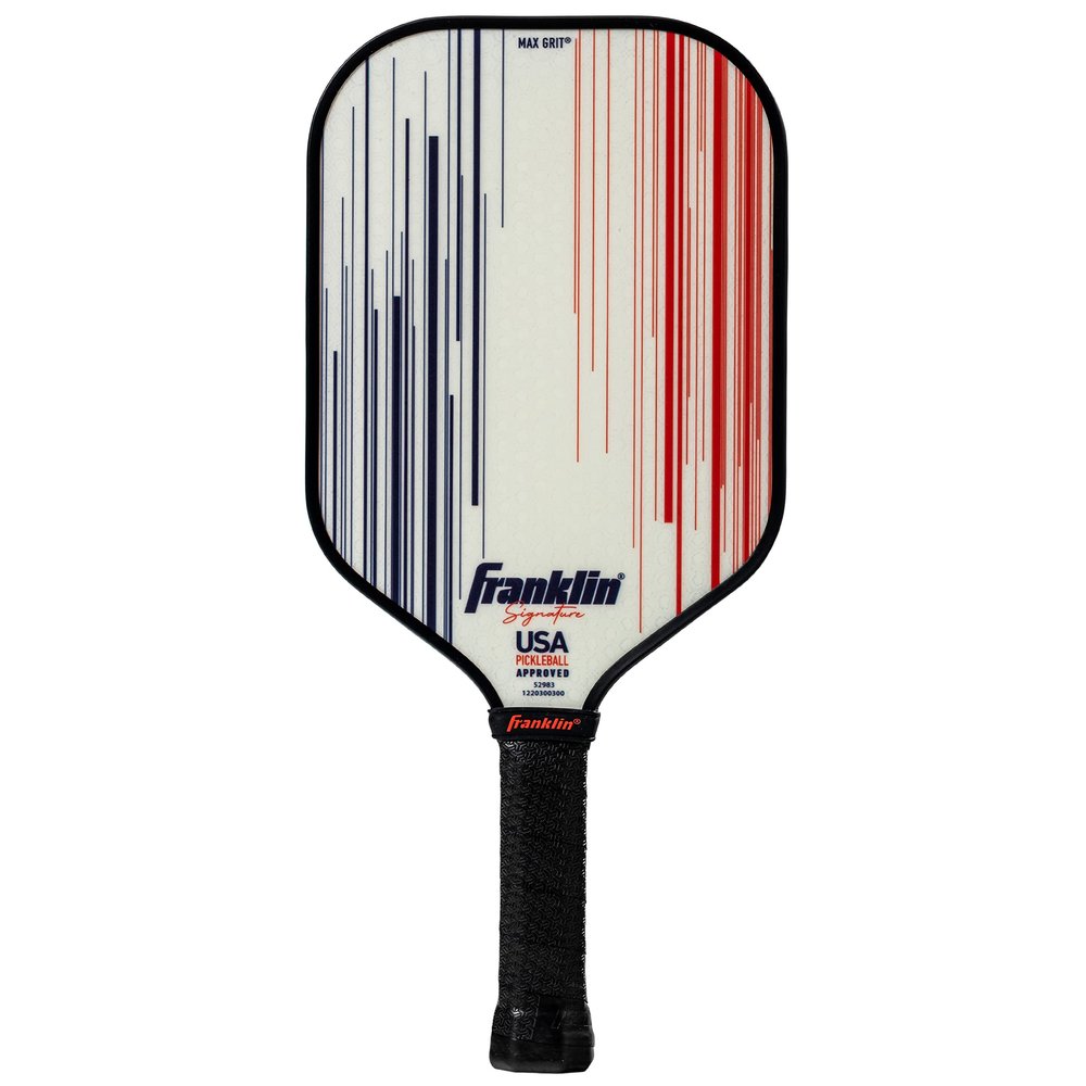 Franklin Sports Pro Pickleball Paddles - Signature Series Pro Paddle with MaxGrit Surface - USA Pickleball (USAPA) Approved Tournament Racket - 13mm Polypropylene Core - White