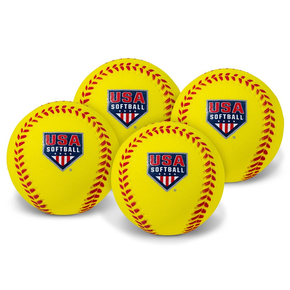 Franklin Sports Foam Practice Softballs - (4) USA Softball Official Size Foam Softballs for Kids - Squishy Soft Balls - Great for Youth Training + Practice