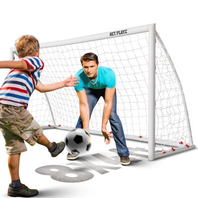 NET Playz Soccer Goals for Backyard, Kids Soccer Net 8'x4' High-Strength Fast Set-Up | Football Soccer Gifts for All Ages Child Teens & Youth (Weatherproof), White (NOS34740A01)