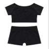 Daenrui Kids Girls 2 Piece Sports Gymnastics Dance Outfits Crop Tank Top with Booty Shorts Active Workout Sets Black 14 Years view 2