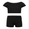 Daenrui Kids Girls 2 Piece Sports Gymnastics Dance Outfits Crop Tank Top with Booty Shorts Active Workout Sets Black 14 Years view 3