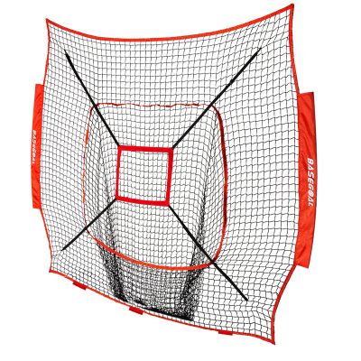 BaseGoal Baseball & Softball Replacement Net 7ft x 7ft (NET ONLY),Heavy Duty Knotless for Baseball Pitching Hitting and Throwing Practice (Red+Strike Zone)