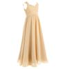 Daenrui Kids Girls Wedding Pageant Bridesmaid Dress Halter Backless Floral Lace Chiffon Maxi Gown Champagne 8 Years view 2