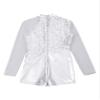FEESHOW Girls Kids One-Piece Sequins Long Sleeve Gymnastics Leotards Short Jumpsuit for Dance Unitards Biketards Silver 6 Years view 3