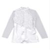 FEESHOW Girls Kids One-Piece Sequins Long Sleeve Gymnastics Leotards Short Jumpsuit for Dance Unitards Biketards Silver 6 Years view 4
