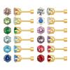 12 Pairs 18K Gold Plated Surgical Stainless Steel, Flat Back Screw Back Cubic Zirconia Stud Earrings for Women, Silver CZ Brithstone Stud Earrings Set (Gold 5mm) view 1