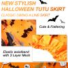 3 Pcs Halloween Tutu Skirts Elastic Layered Tulle Tutu Dress Halloween Performance Costume Black Bat Pattern for Girls 3-8 Years Old, Green, Orange, Purple view 4