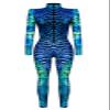 Honeystore Women's Skeleton Bodysuit Halloween Costume Bodycon Catsuit Jumpsuit with Front Zipper BKAL-001 XL