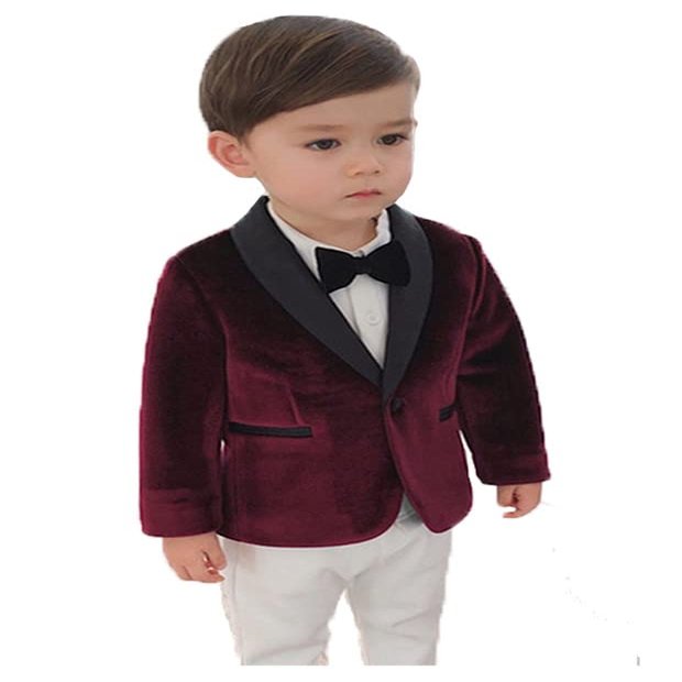 Boy Vlevet Blazer Suit Jacket for Boys Formal Sport Coat Traje para ninos de Vestir Christmas Burgundy