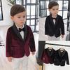 Setwell Boys Formal Wear Fashion Kids Velvet Tuxedo Outfit for Christmas Party Royal Blue view 2