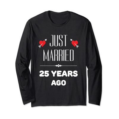 25th Year Wedding Anniversary With Loving Hearts Long Sleeve T-Shirt
