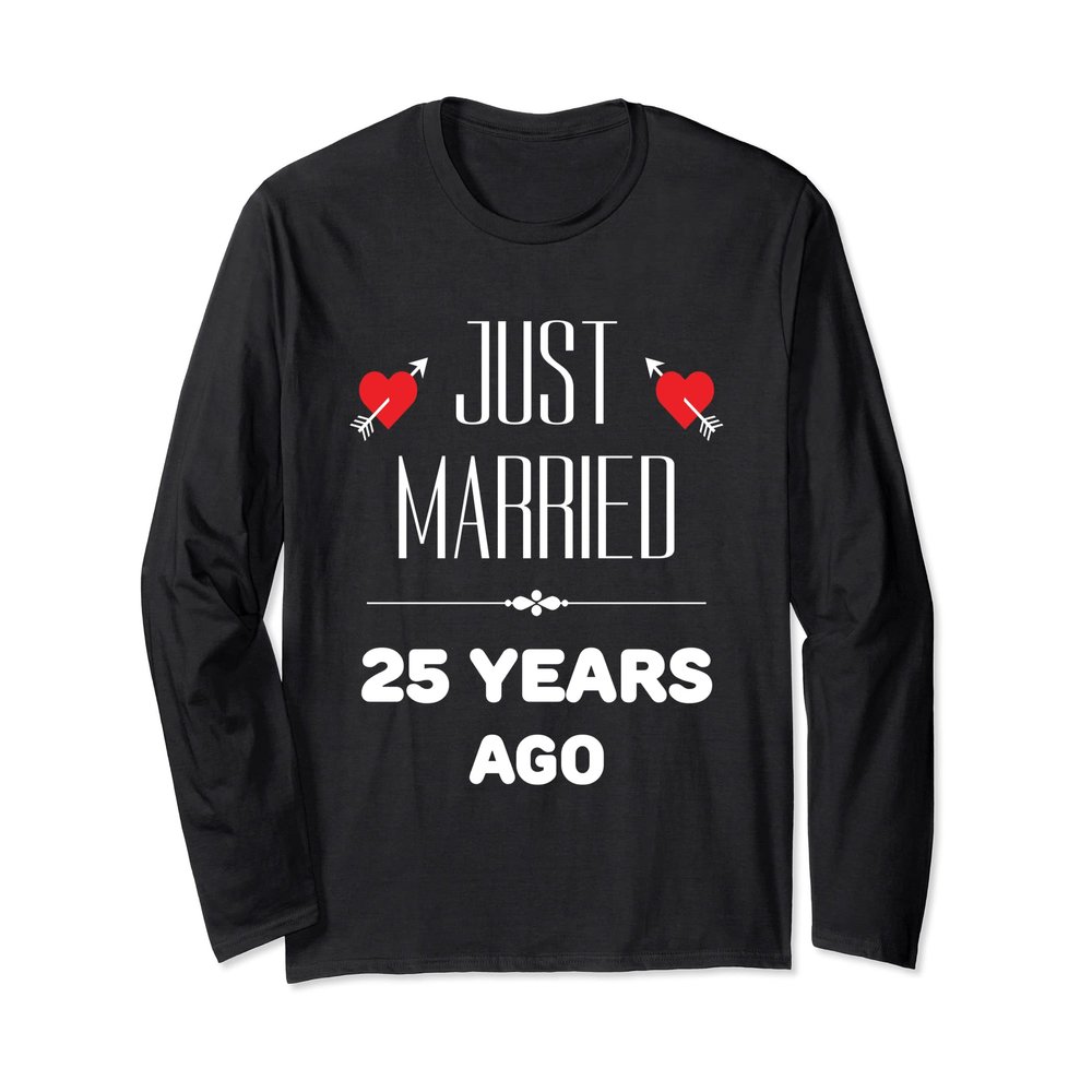 25th Year Wedding Anniversary With Loving Hearts Long Sleeve T-Shirt
