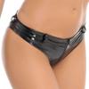 YONGHS Women's Faux Leather High Waist Zipper Hot Pants Clubwear Dance Bottom Mini Booty Shorts 2# Black Small view 3