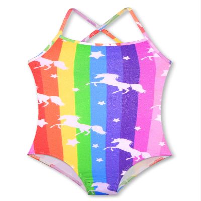 LUOUSE Girls Sparkle Swimsuits Quick Dry Crossback One Piece Hawaiian Beach Swimwear Bathing Suit with Adjustable Strap 4-5 T